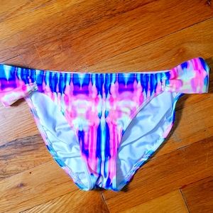 LAST CALL  Pink tie dye bright pink yellow blue bikini bottom